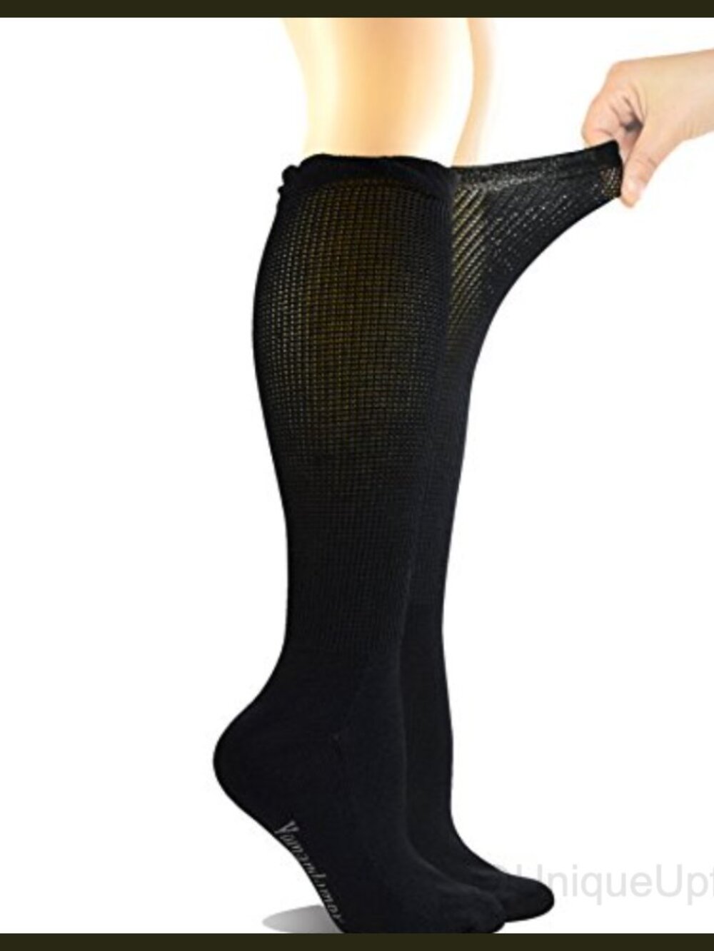 Womens Lace Knee-High Diabetic Socks Seamless Toe Non-Binding 4 Pairs